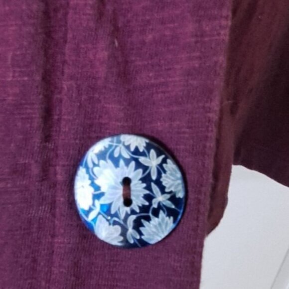 Soft Surroundings Women's M Burgundy 3/4 Sleeve Decorative Buttons/Snaps Tunic - Picture 12 of 13